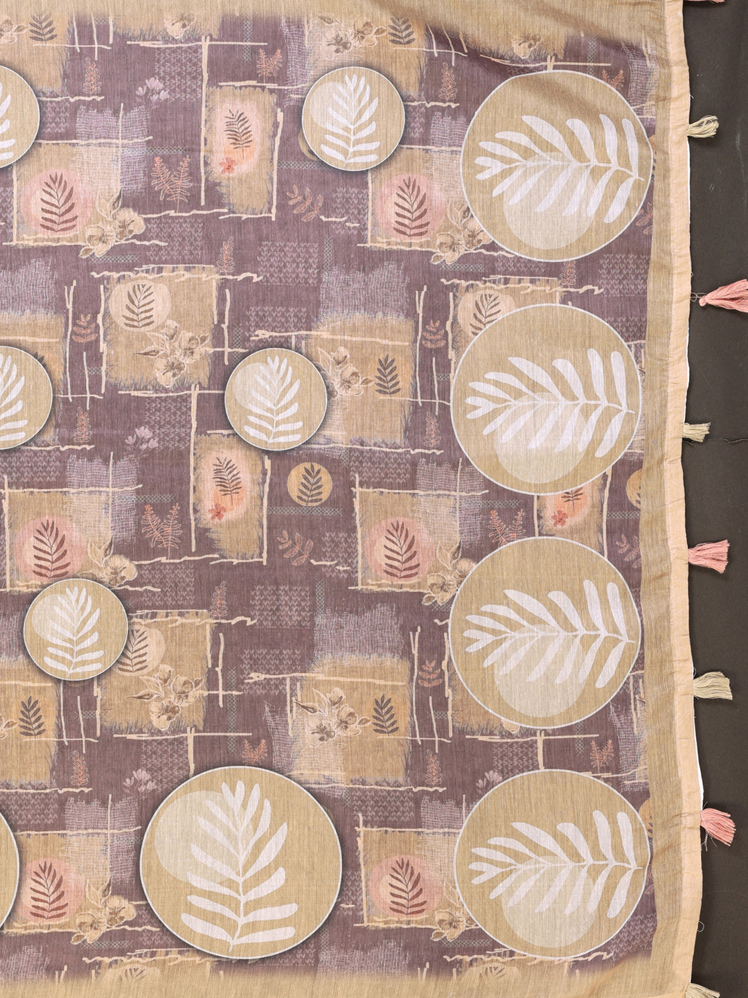 Elegant  White Chanderi cotton Saree with Floral Print