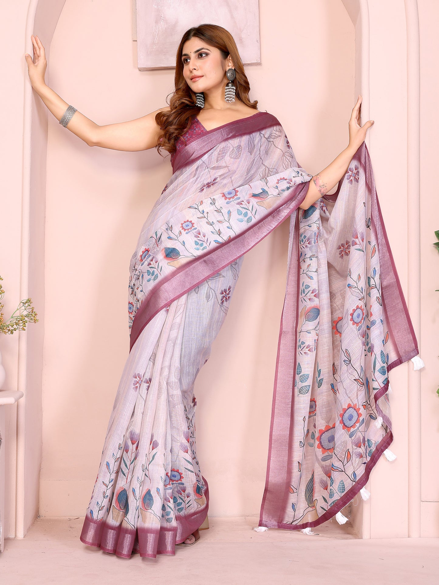Elegant Linen Cotton Saree