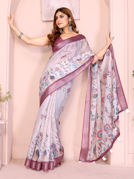 Elegant Linen Cotton Saree