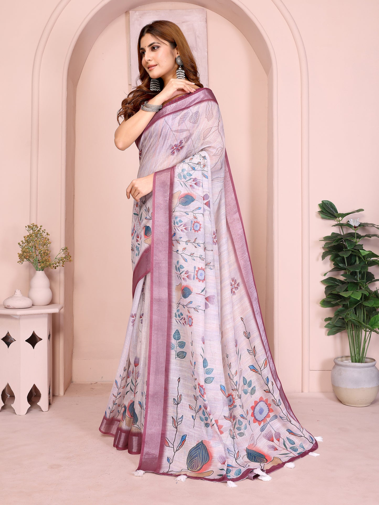 Elegant Linen Cotton Saree