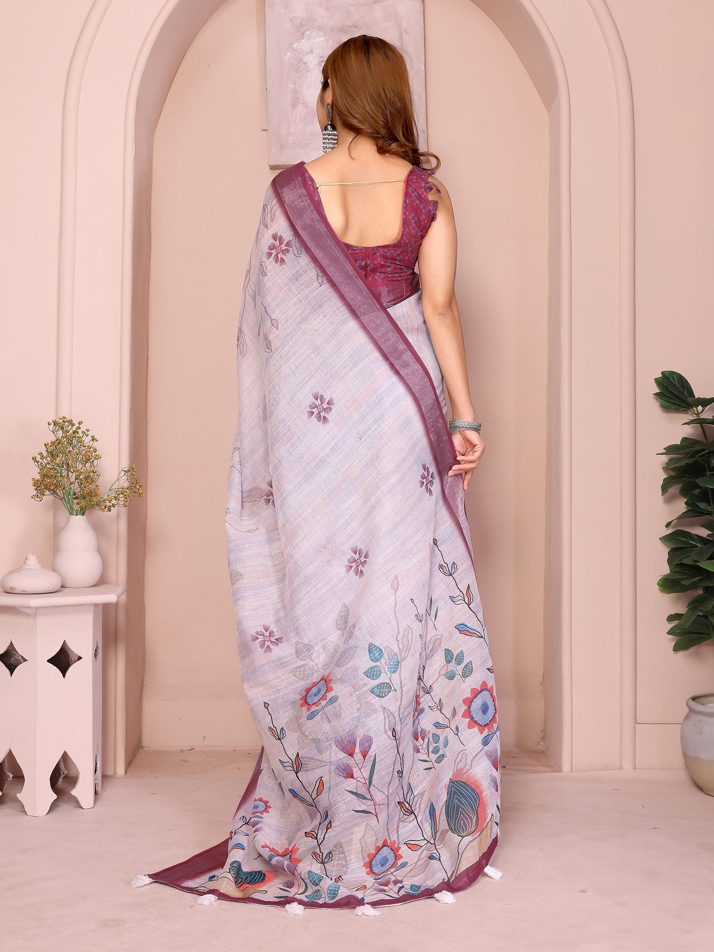 Elegant Linen Cotton Saree