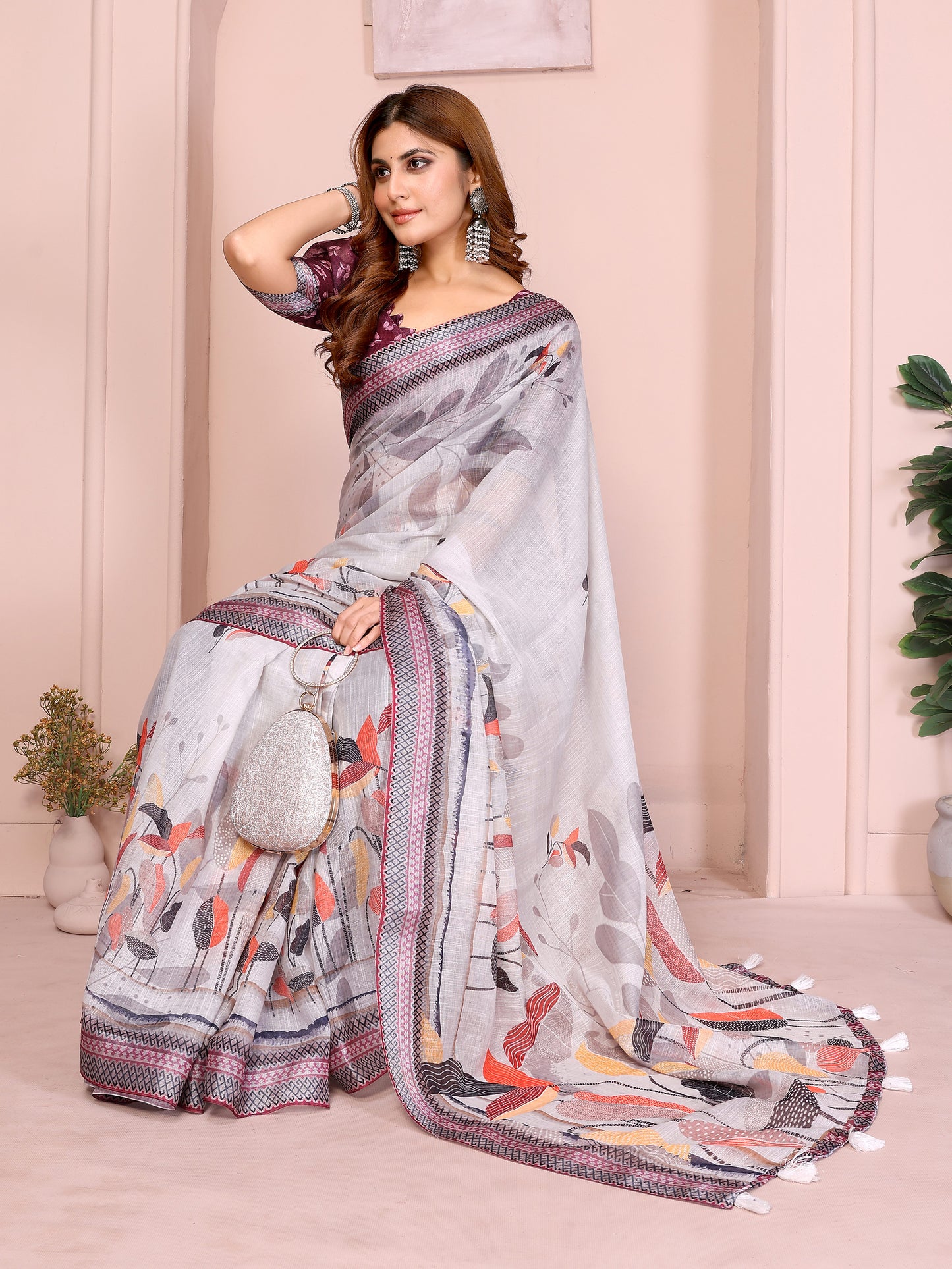 Elegant Linen Cotton Saree