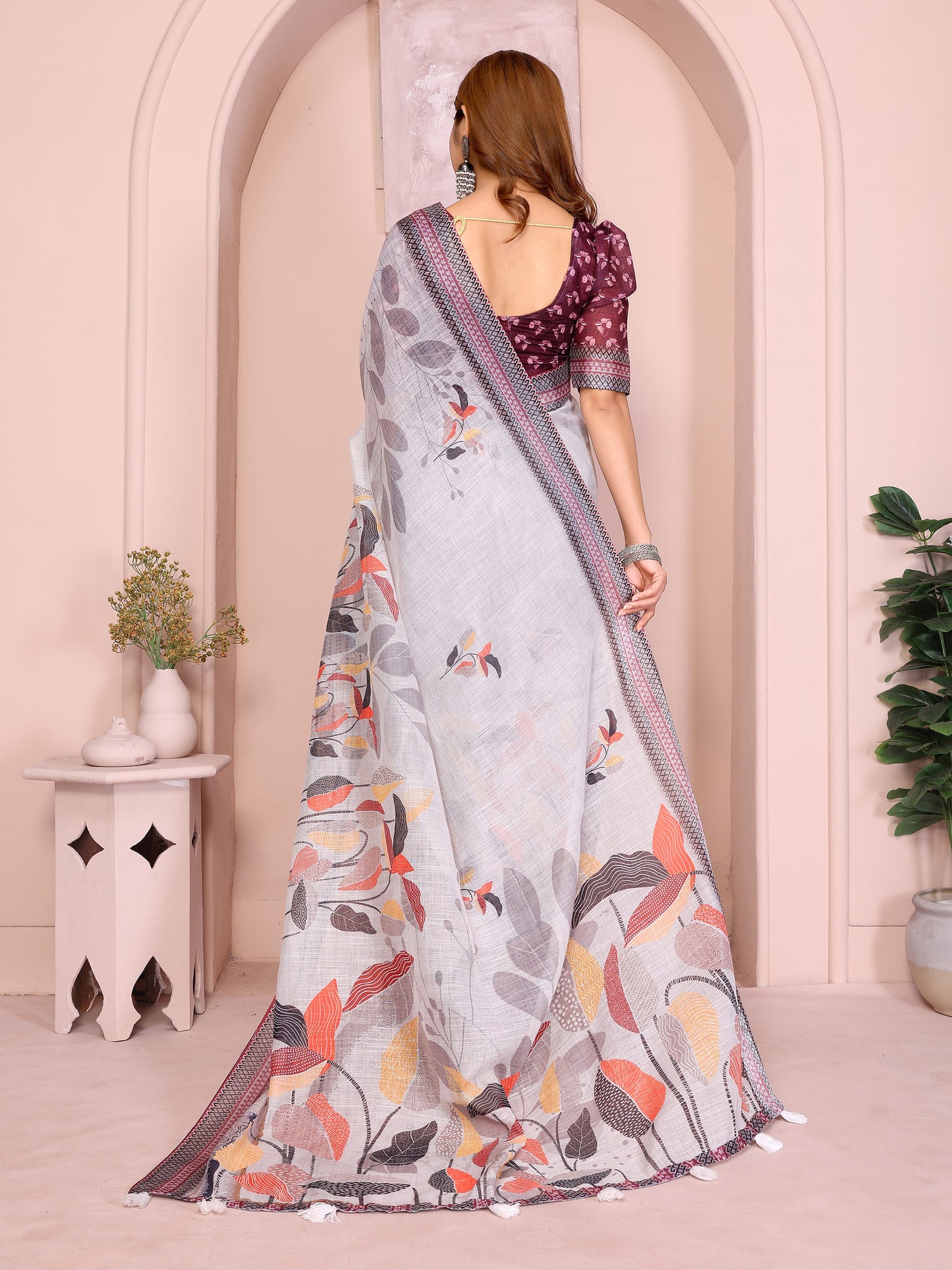 Elegant Linen Cotton Saree