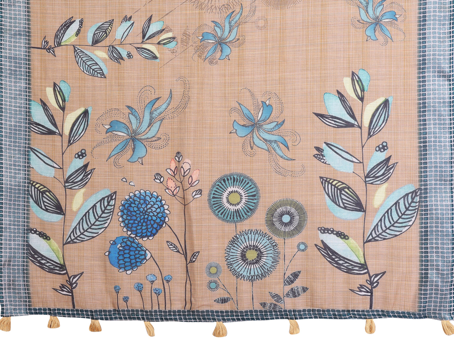 Elegant Linen Cotton Saree with Floral Print