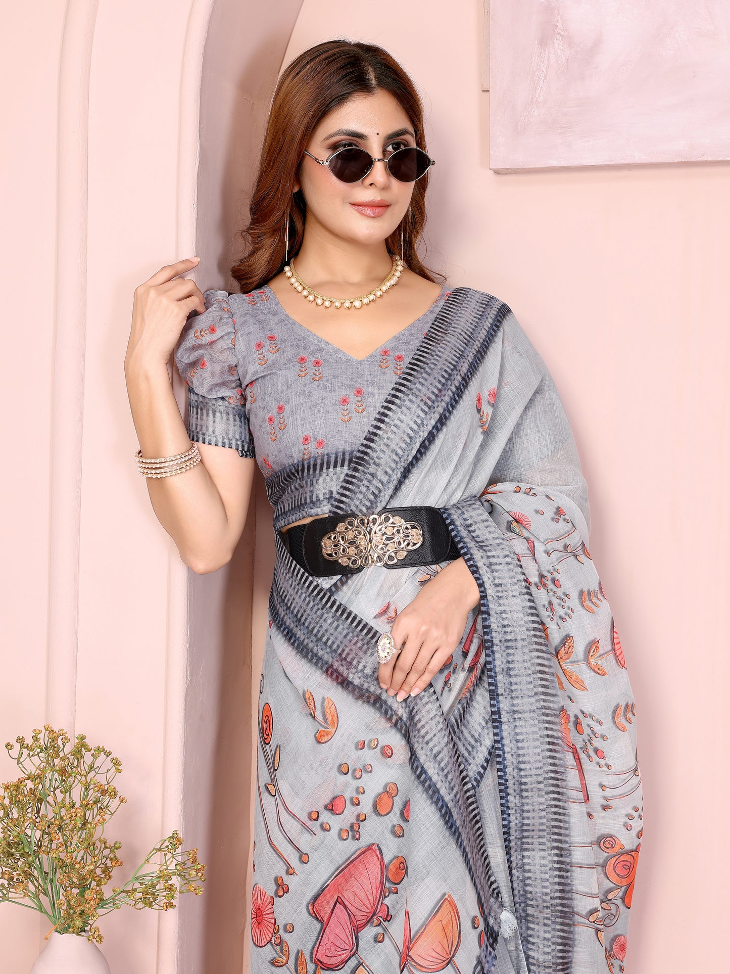 Elegant Linen Cotton Saree