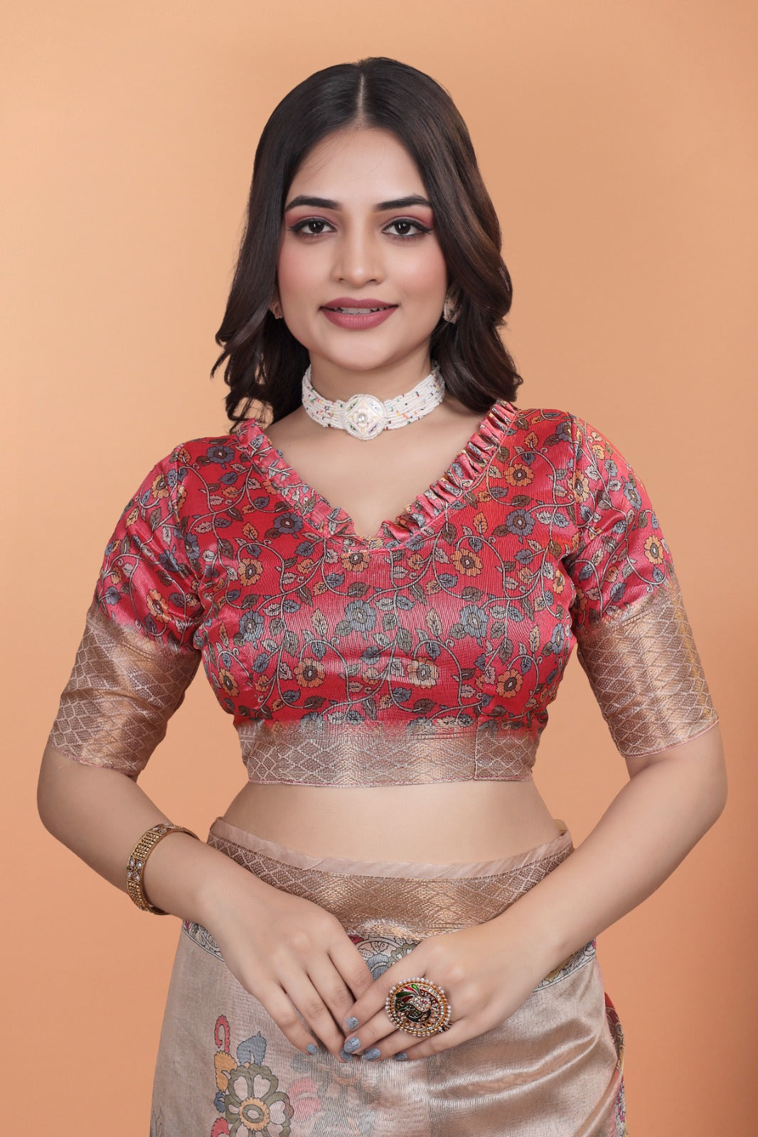 Beige & Multicolor Patola Print Soft Silk Saree with Rich Pallu