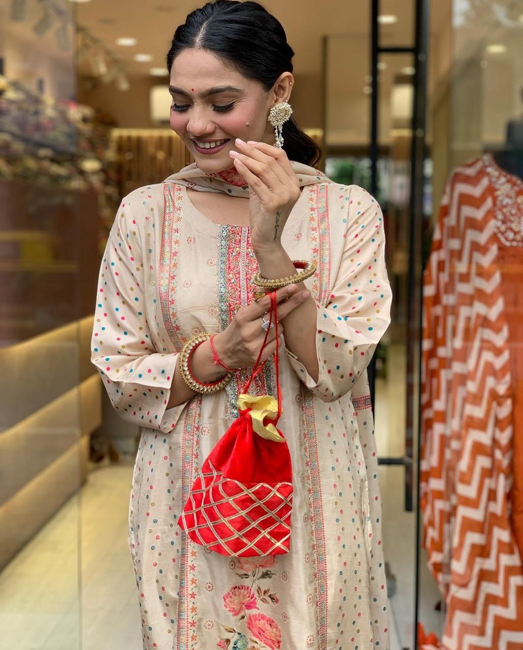 launching collection 2025. Multicoloured  print with  work and Dupatta