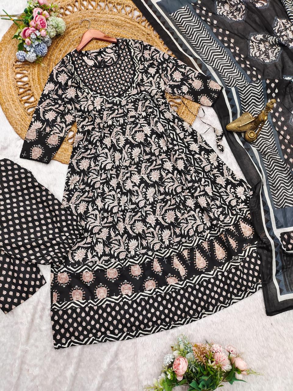 NEW  HEAVY FULLY FLAIRD ANARKALI STITCHIED SUIT SET