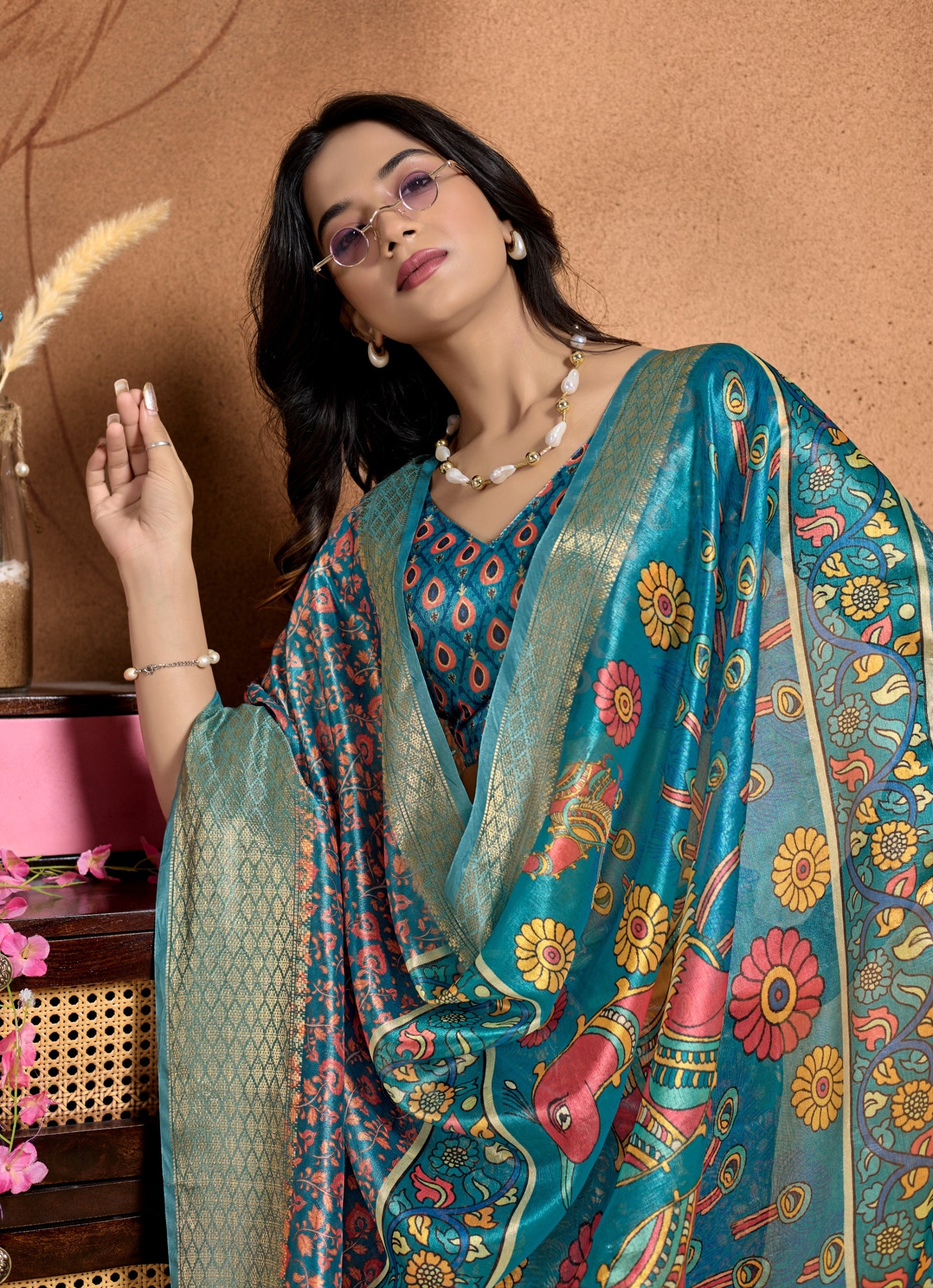 Elegant Soft Silk Saree with Traditional Peacock Pallu