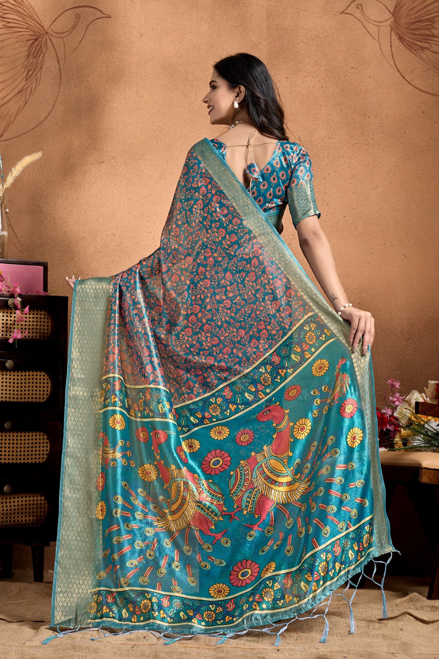 Elegant Soft Silk Saree with Traditional Peacock Pallu