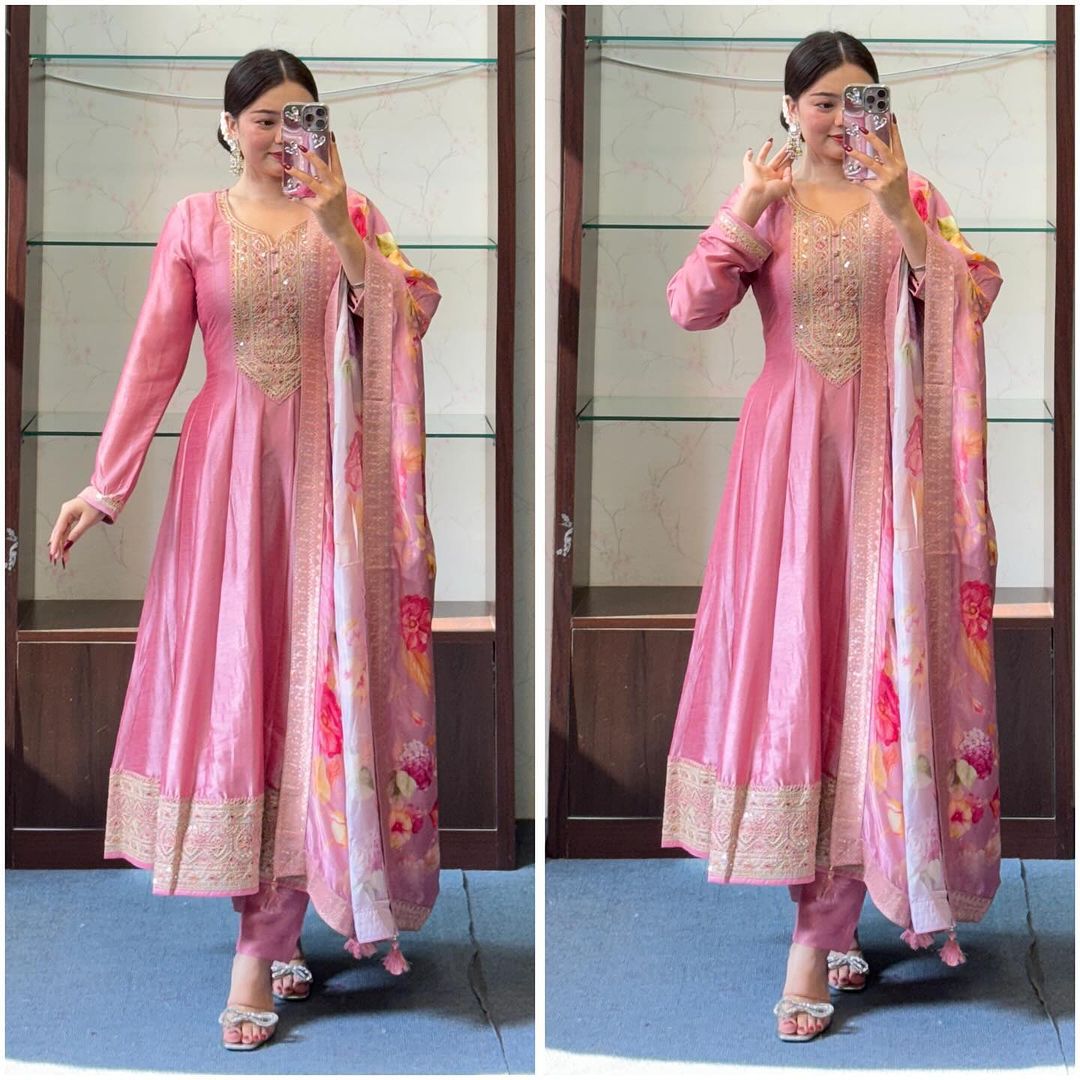 Blush Traditional Dress β Paired with Vibrant Shawl