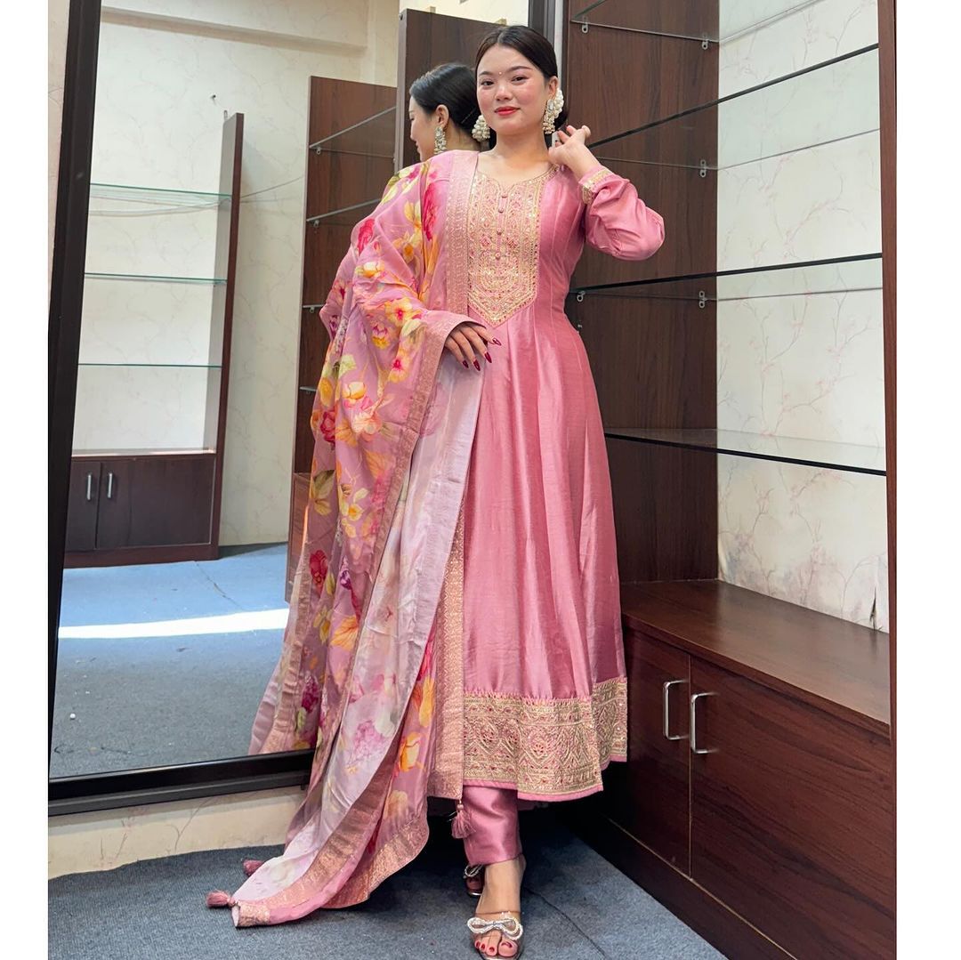 Blush Traditional Dress β Paired with Vibrant Shawl