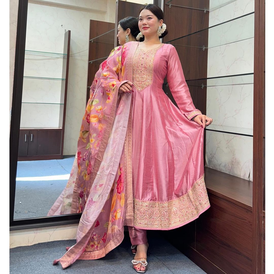 Blush Traditional Dress β Paired with Vibrant Shawl