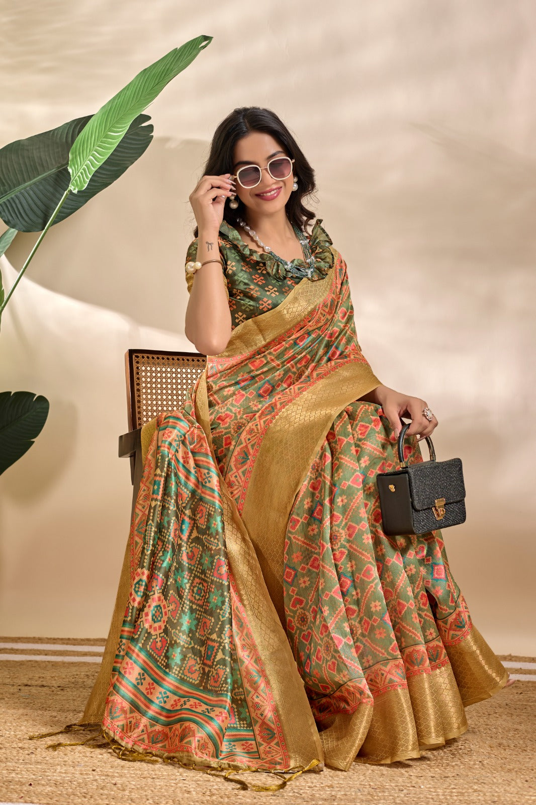 Patola-Inspired Soft Silk Blend Saree