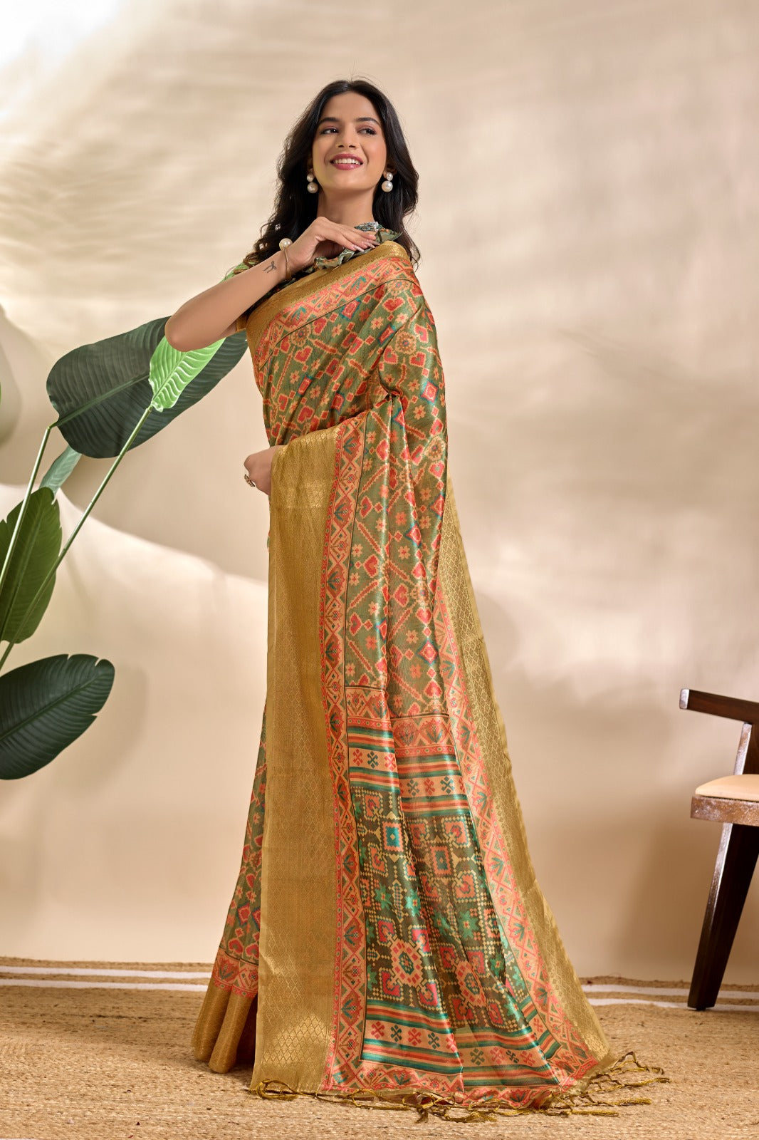 Patola-Inspired Soft Silk Blend Saree