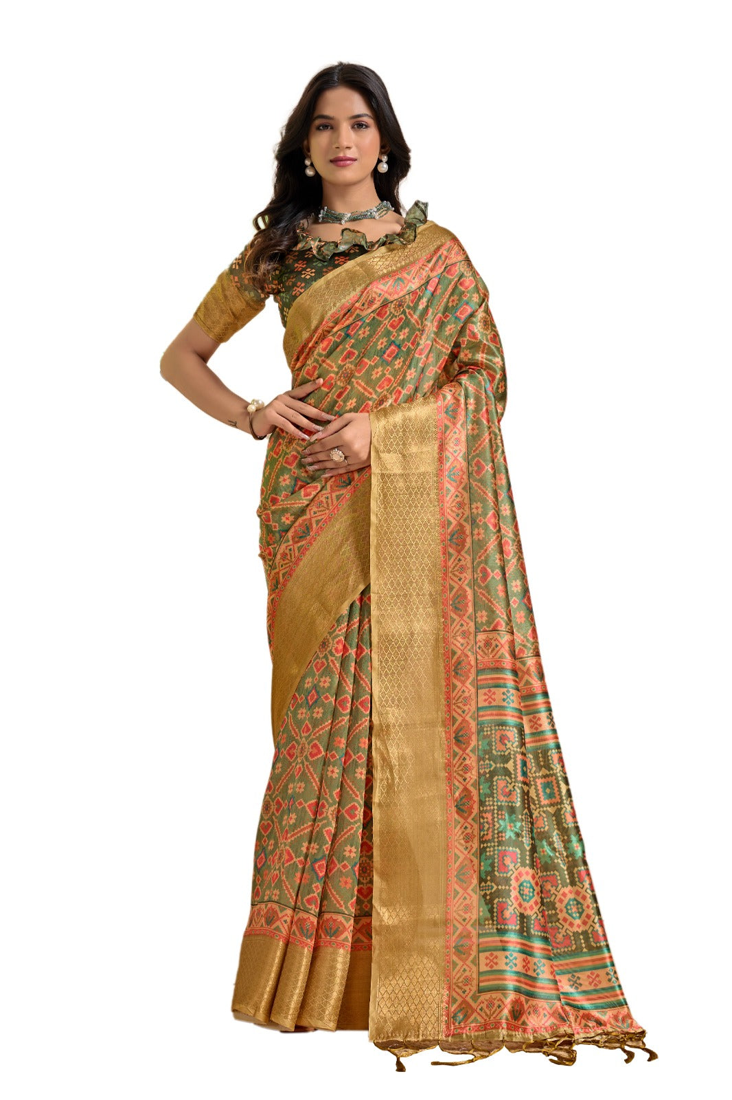Patola-Inspired Soft Silk Blend Saree