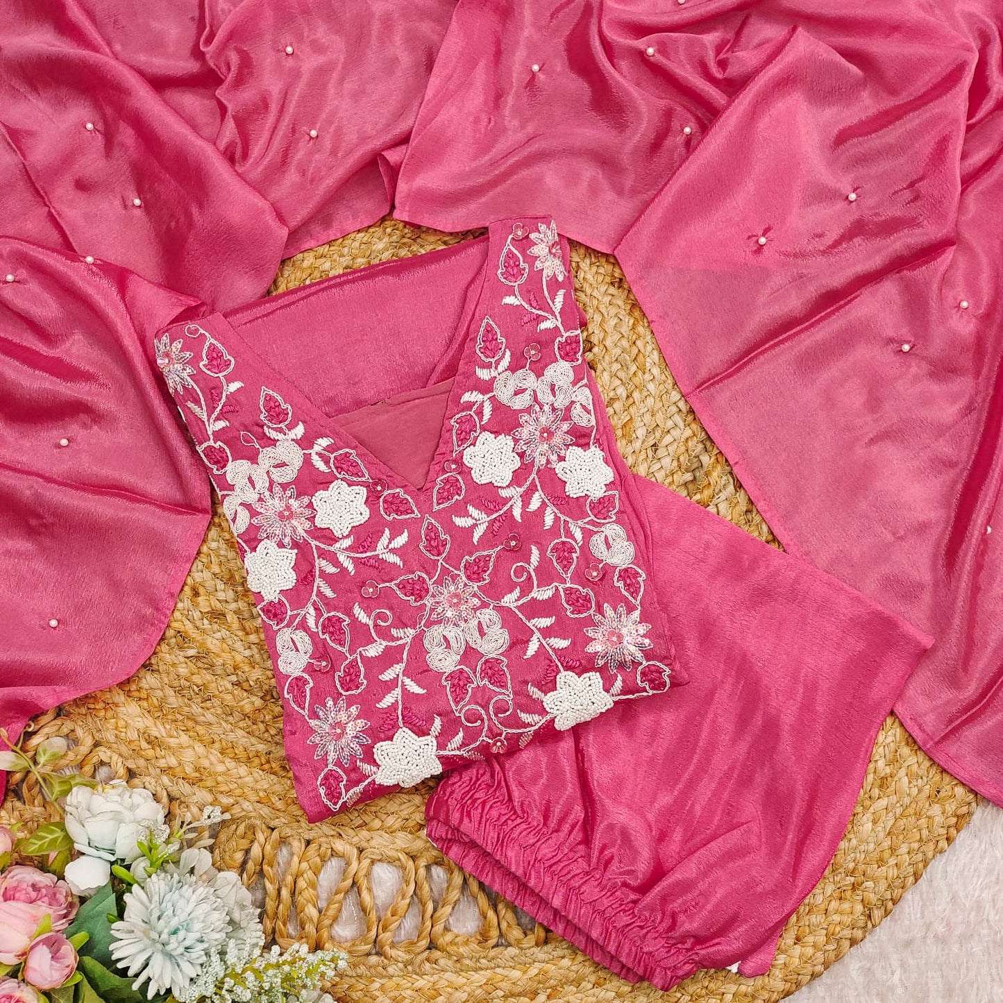 Traditional Maroon Kurta – With Dupatta & Charm