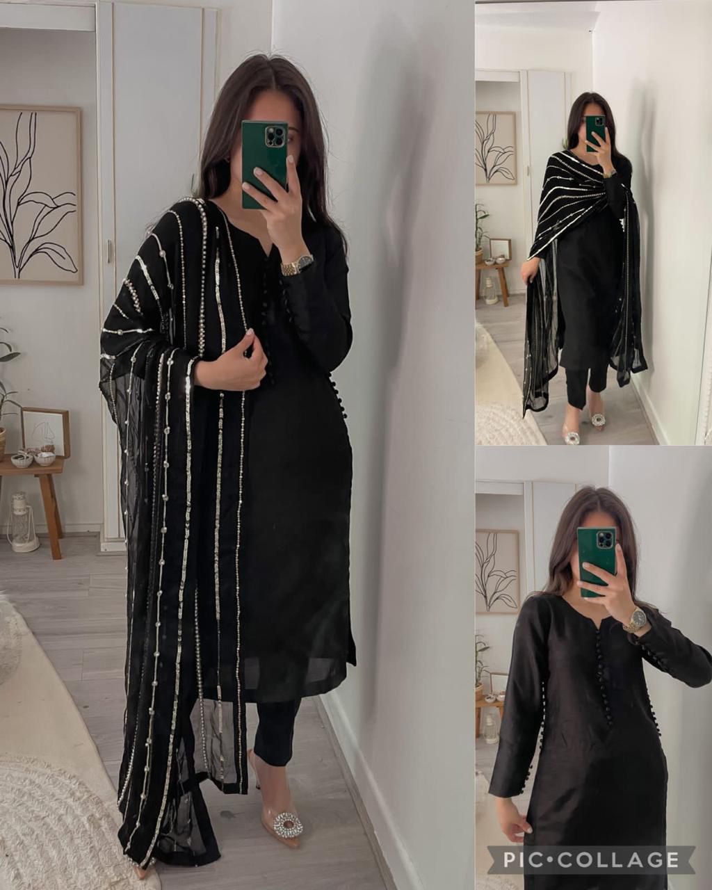 Elegant Black and Purple Kurta Set