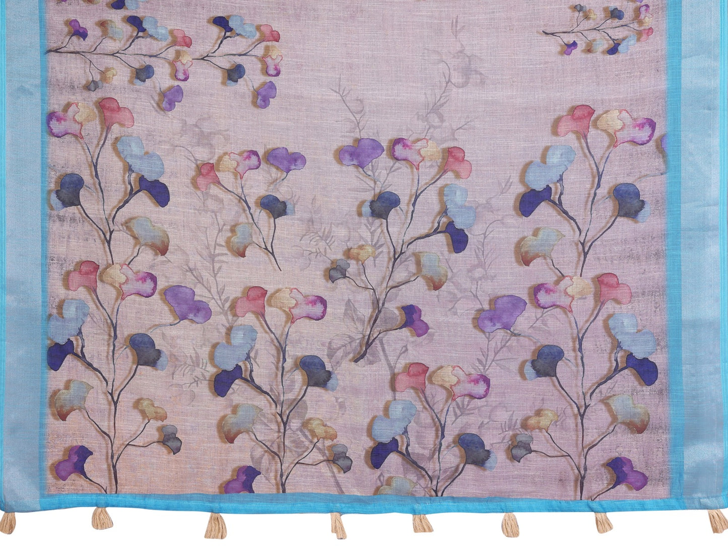 Elegant Linen Cotton Saree with Floral Print