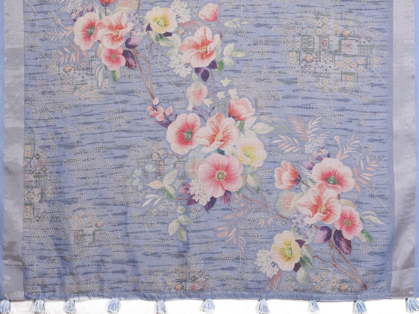 Sky Blue Floral Printed Saree