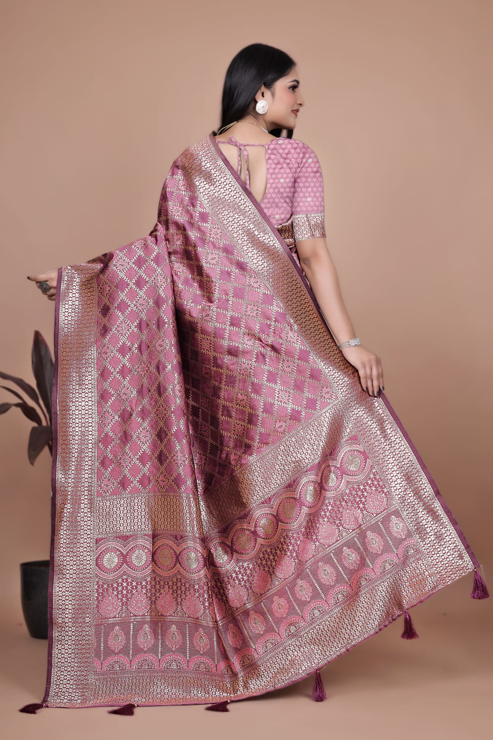 Golden Glow in Pink Banarasi