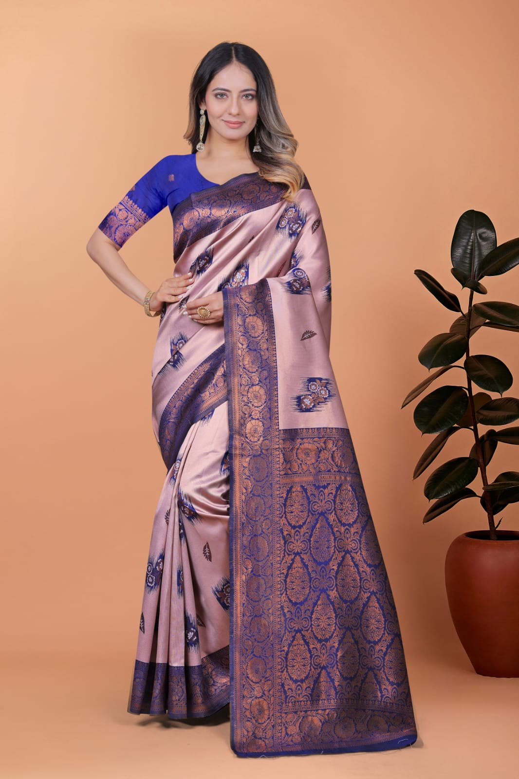 Pink Radiance on Banarasi Silk