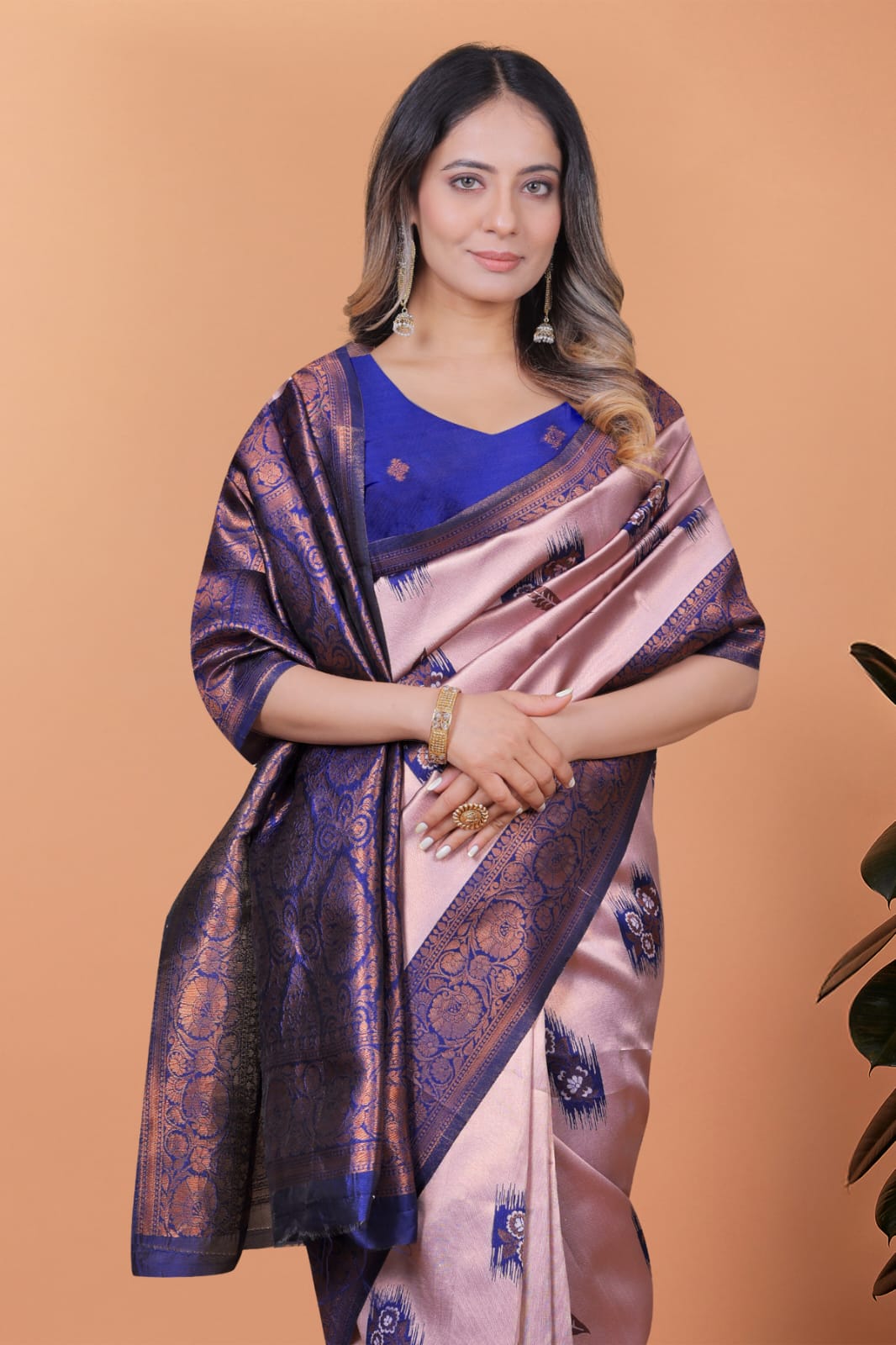 Pink Radiance on Banarasi Silk