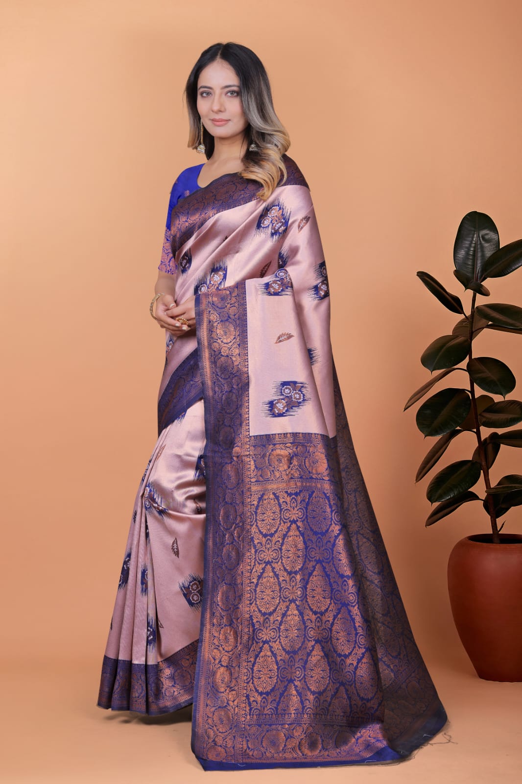 Pink Radiance on Banarasi Silk