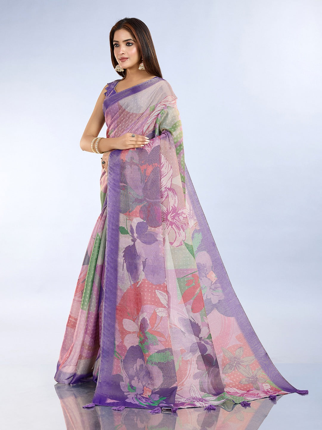 Pastel Floral Erode Anmol Silk Saree