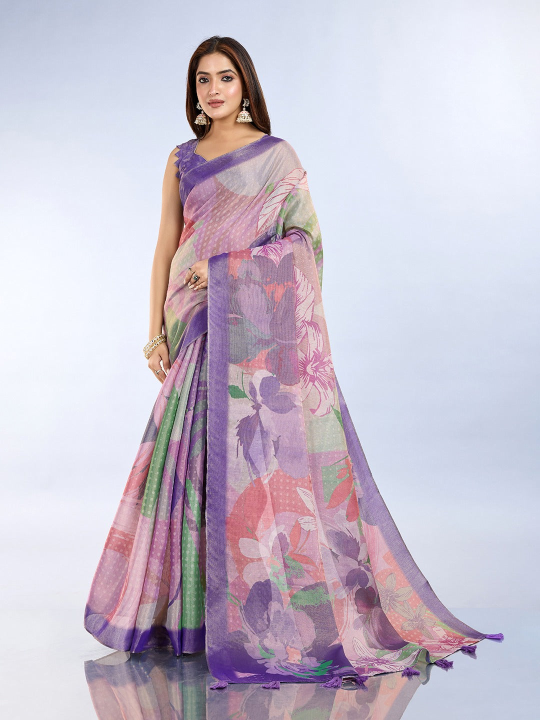 Pastel Floral Erode Anmol Silk Saree