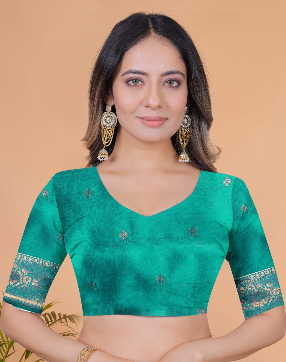 Light Pink & Green Banarasi Silk Saree