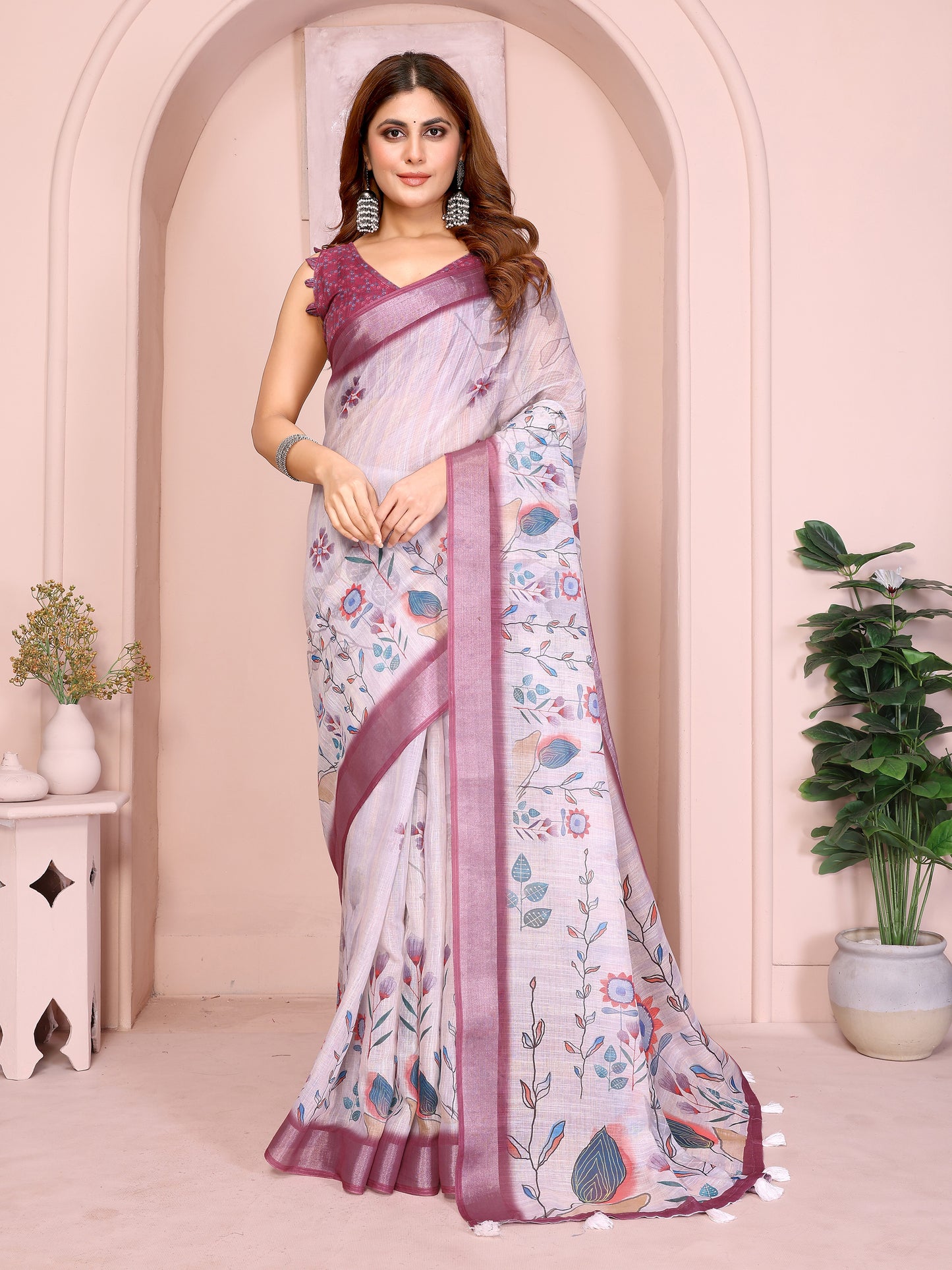 Elegant Linen Cotton Saree