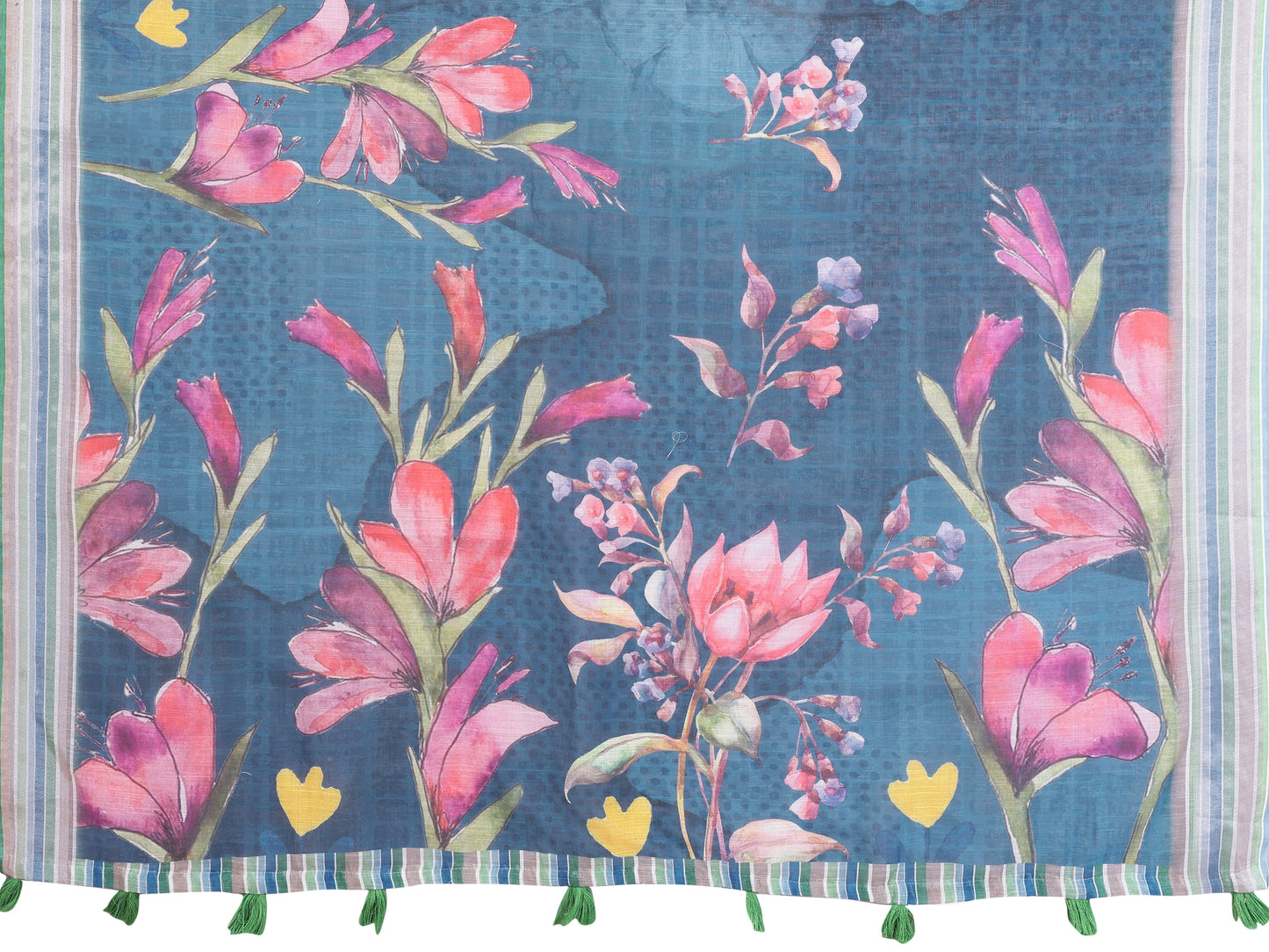 Elegant Linen Cotton Saree with Floral Print