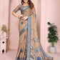 Elegant Linen Cotton Saree with Floral Print