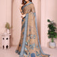 Elegant Linen Cotton Saree with Floral Print