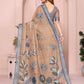 Elegant Linen Cotton Saree with Floral Print
