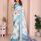Elegant Linen Cotton Saree with Floral Print