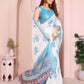 Elegant Linen Cotton Saree with Floral Print