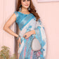 Elegant Linen Cotton Saree with Floral Print