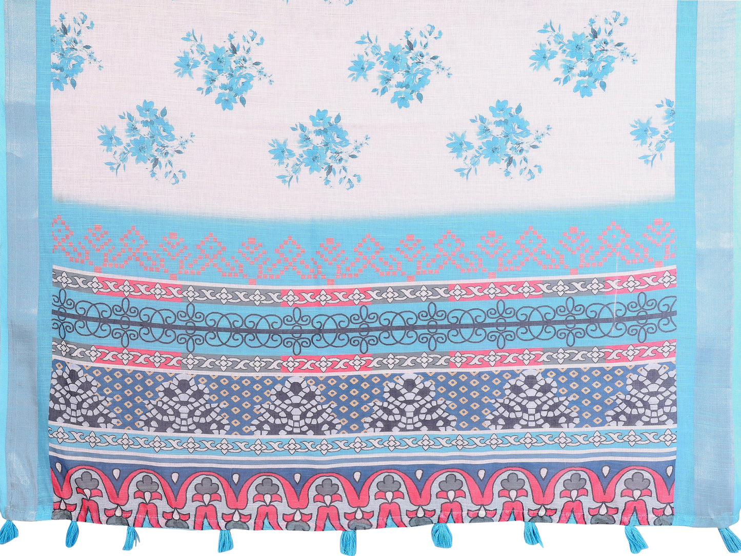 Elegant Linen Cotton Saree with Floral Print