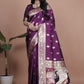 Royal Purple Banarasi Silk Saree with Peacock Pallu Design