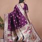 Royal Purple Banarasi Silk Saree with Peacock Pallu Design