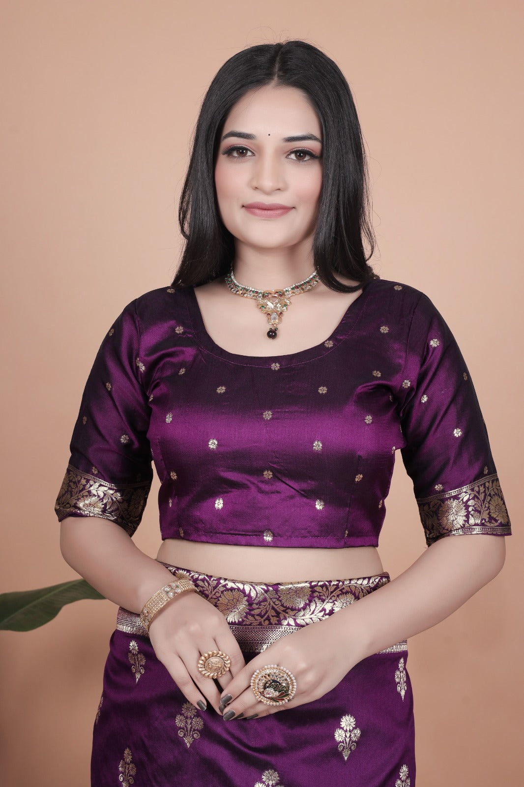 Royal Purple Banarasi Silk Saree with Peacock Pallu Design