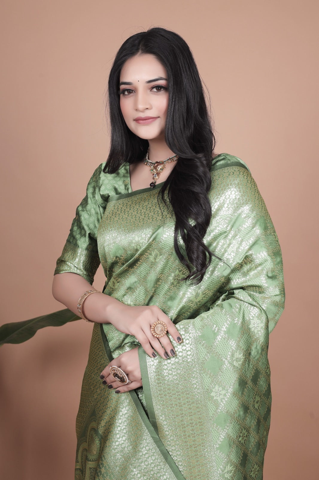 Name: Graceful Light Green Banarasi Silk Saree