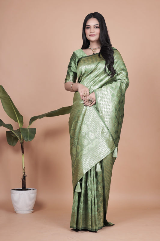 Name: Graceful Light Green Banarasi Silk Saree