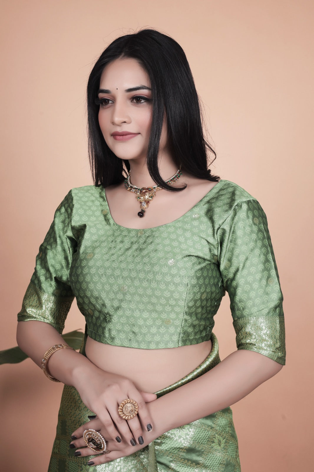 Name: Graceful Light Green Banarasi Silk Saree