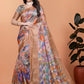 Soft Silk Blend Saree with Zari Border and Printed Pallu