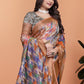 Soft Silk Blend Saree with Zari Border and Printed Pallu