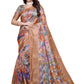 Soft Silk Blend Saree with Zari Border and Printed Pallu