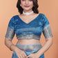 Sky Blue Floral Printed Soft Silk Saree with Zari Border